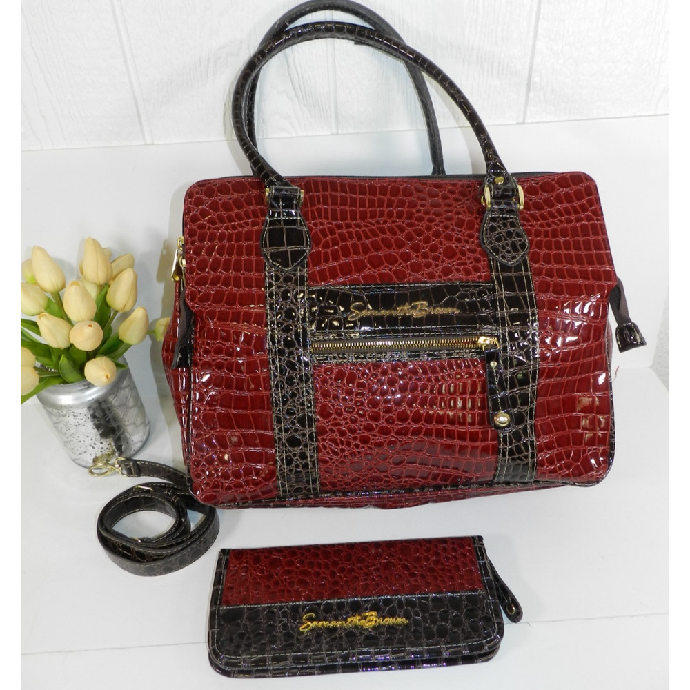 Samantha Brown Travel bag & wallet croc embossed expandable tote luggage (nn56)